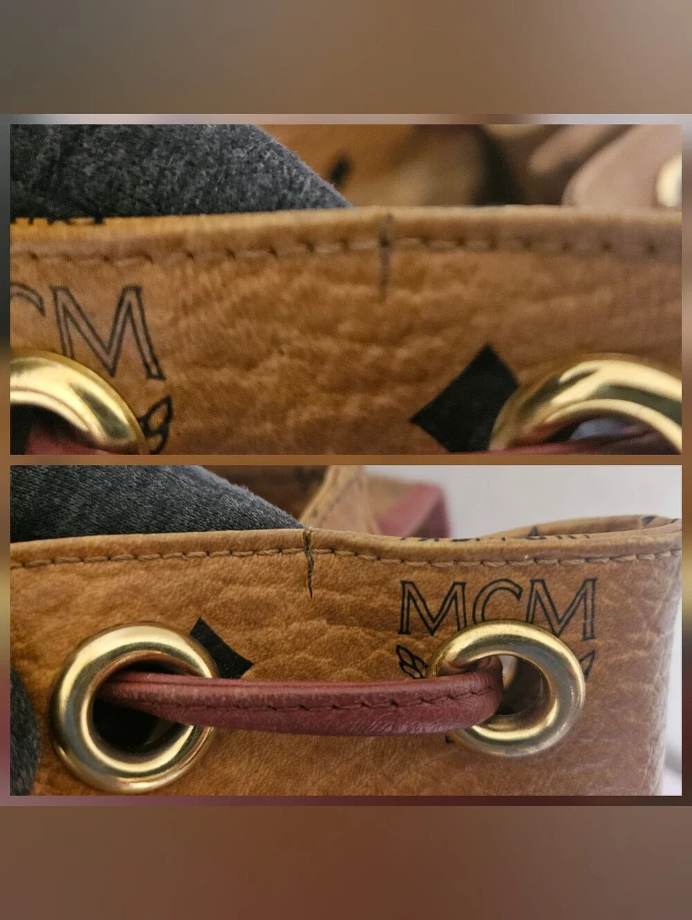 MCM Cognac Monogram Medium Backpack Vintage AUTHENTIC